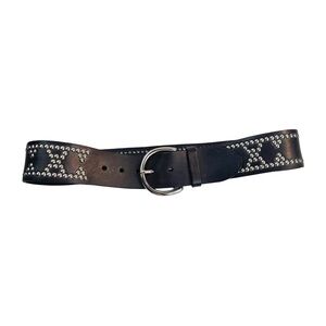 Banana Republic Studded Genuine Leather Wide Belt Size: S Color: Black